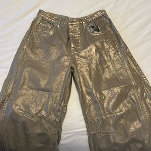 Free People Good Luck Barrel Jeans Gold